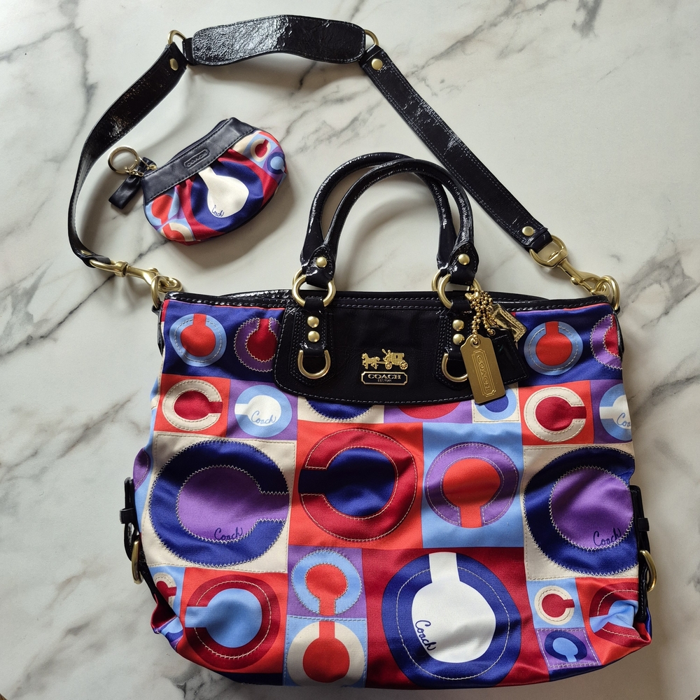 Coach 13253 Madison Op Art Julianne Shoulder Bag Purse w Wallet